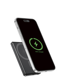 15 W Magnetic wireless powerbank with LCD, 5000 mAh, black