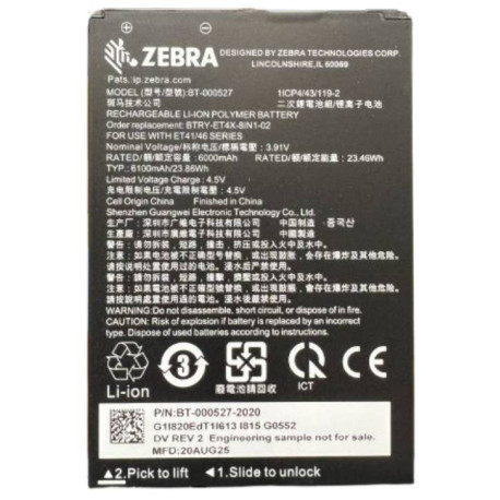 Zebra BTRY-ET401-08INC-01 accesorio o pieza de recambio para tableta Batería