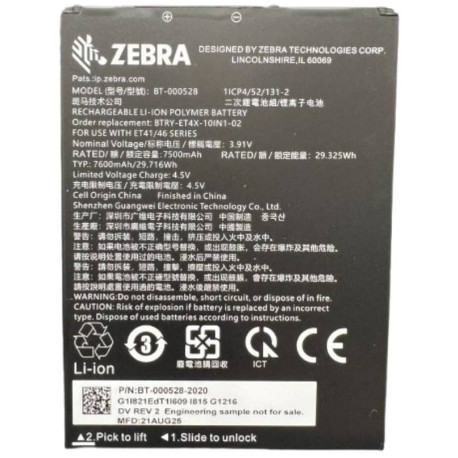 Zebra BTRY-ET401-10INC-01 accesorio o pieza de recambio para tableta Batería