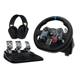Logitech G 991-000539 mando y volante Aluminio, Negro USB Volante + Pedales