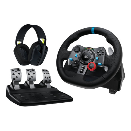 Logitech G 991-000539 mando y volante Aluminio, Negro USB Volante + Pedales