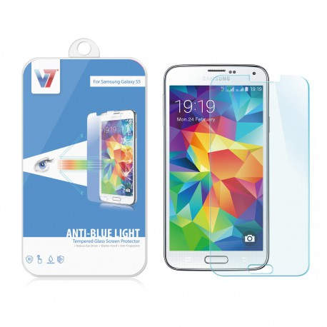 V7 Protector de pantalla de cristal templado a prueba de roturas con filtro antiluz azul para Samsung Galaxy S5 PS550-GXS5-3E