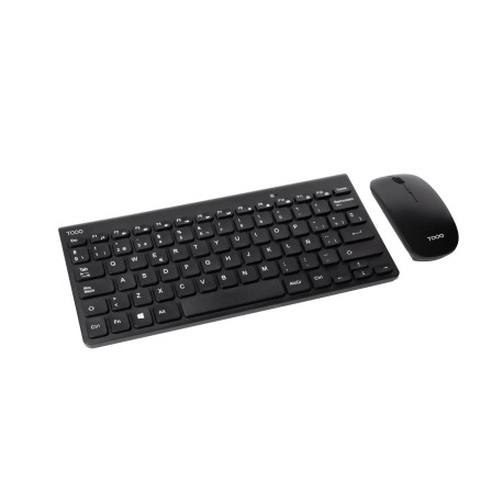 TooQ Teclado compacto + Ratón slim inalámbrico, Negro