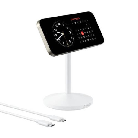 Anker MagGo Auriculares, Auriculares, Smartphone, Reloj inteligente Blanco USB Cargador inalámbrico Carga rápida Interior