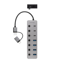 HUB 7 PUERTOS USB-C+USB-A/M A 4xUSB-A+xUSB-C 3.0+USB-C 5V 18 CM NANOCABLE