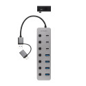 HUB 7 PUERTOS USB-C+USB-A/M A 4xUSB-A+xUSB-C 3.0+USB-C 5V 18 CM NANOCABLE