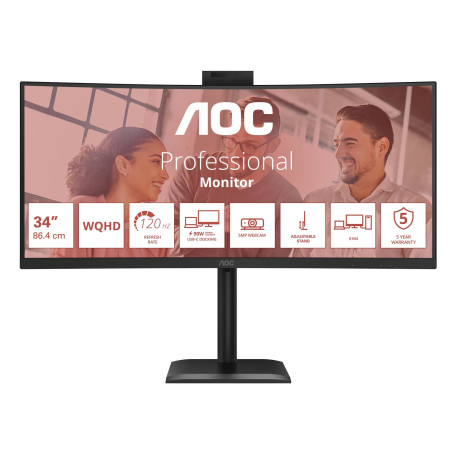 AOC E4 CU34E4CW pantalla para PC 86,4 cm (34'') 3440 x 1440 Pixeles UltraWide Quad HD LED Negro