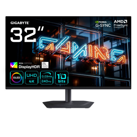GIGABYTE MO32U24 Monitor Gaming OLED 32” 4K UHD - 3840 x 2160, 240Hz, 0.03ms