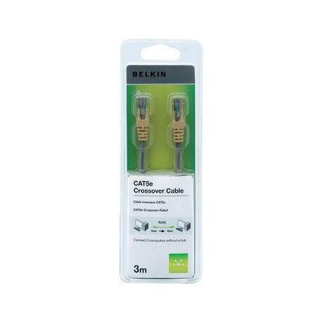 CABLE CRUZADO BELKIN M-M RJ45 GRIS Y AMARILLO 3M