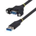 StarTech.com Cable de Montaje en Panel USB-A de 2m - Alargador USB Macho a Hembra - Cable Adaptador Extensor USB de 5Gbps