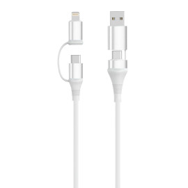 Ewent EC1075 cable USB USB 2.0 1 m USB A/USB C USB C/Lightning 0,48 Gbit/s 60 W Blanco