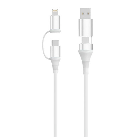 Ewent EC1075 cable USB USB 2.0 1 m USB A/USB C USB C/Lightning 0,48 Gbit/s 60 W Blanco