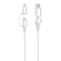 Ewent EC1075 cable USB USB 2.0 1 m USB A/USB C USB C/Lightning 0,48 Gbit/s 60 W Blanco