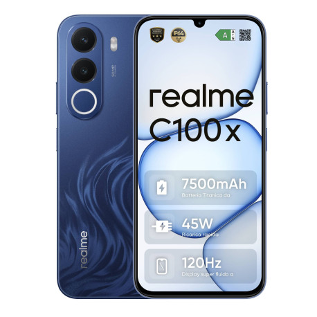 realme C100x 17,3 cm (6.8'') Android 16.0 4G USB Tipo C 4 GB 256 GB 7500 mAh Azul