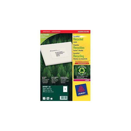 Avery QuickPEEL etiqueta autoadhesiva Blanco 100 pieza(s)