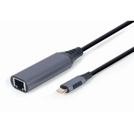 Gembird A-USB3C-LAN-01 hub de interfaz USB 3.2 Gen 1 (3.1 Gen 1) Type-C 1000 Mbit/s Negro, Gris