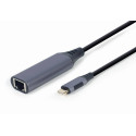 Gembird A-USB3C-LAN-01 hub de interfaz USB 3.2 Gen 1 (3.1 Gen 1) Type-C 1000 Mbit/s Negro, Gris