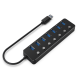 GEMBIRD - Concentrador USB 3.1 (Gen 1) de 7 puertos con interruptores, negro - UHB-U3P7P-01