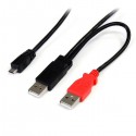 StarTech.com Cable de 91cm USB 2.0 en Y para Discos Duros Externos - Cable Micro B a 2x USB A