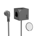 CoolBox CUBIK MAGNET 3 ENCHUFES CUBO MAGNETICO CON CARGA USB Y CABLE AC INTEGRADO