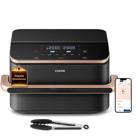 Cosori Dual Blaze Twinfry Chef Edition Doble 10 L Independiente 2800 W Freidora de aire caliente Gris Oscuro, Oro rosa