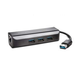 Kensington Adaptador UA3000E USB 3.0 Ethernet y hub de 3 puertos