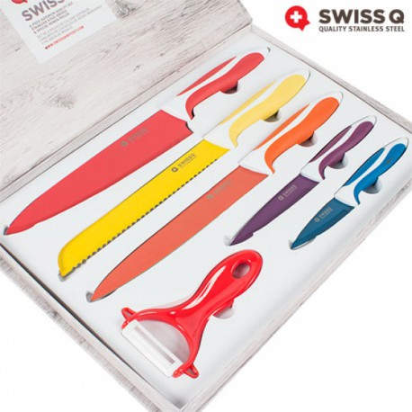 CUCHILLOS CON REVESTIMIENTO CERAMICO SWISS Q (6 PIEZAS)