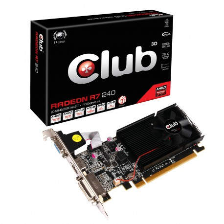CLUB3D Radeon R7 240 Low Profile AMD Radeon R7 240 2GB CGAX-R7246ZA