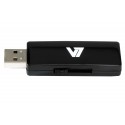 V7 Unidad de memoria flash USB 2.0 deslizante 4 GB, negra VU24GAR-BLK-2E