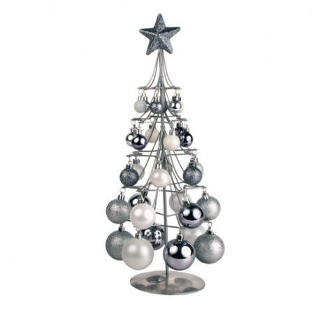 Árbol de Navidad Plateado con Bolas