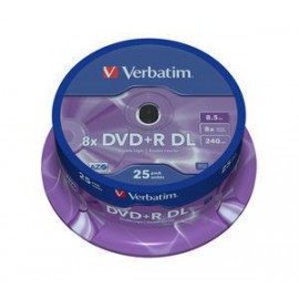 Verbatim DVD+R Double Layer 8x Matt Silver 25pk Spindle 43757