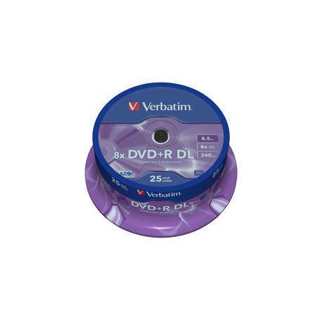 Verbatim DVD+R Double Layer 8x Matt Silver 25pk Spindle 43757
