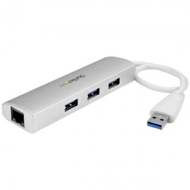 StarTech.com Hub Concentrador de 3 Puertos USB 3.0 con Adaptador de Red Ethernet Gigabit ST3300G3UA