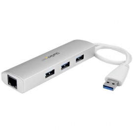 StarTech.com Hub Concentrador de 3 Puertos USB 3.0 con Adaptador de Red Ethernet Gigabit ST3300G3UA