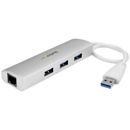 StarTech.com Hub Concentrador de 3 Puertos USB 3.0 con Adaptador de Red Ethernet Gigabit ST3300G3UA