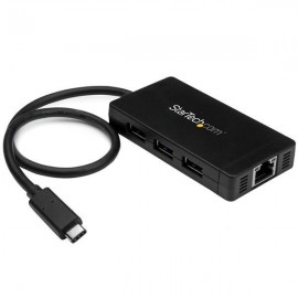 StarTech.com Concentrador USB 3.0 de 3 Puertos con USB-C y Ethernet Gigabit - Con Adaptador de AlimentaciÃÂ³n HB30C3A1GE