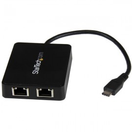 StarTech.com Adaptador de Red USB-C con Dos Puertos Ethernet Gigabit y Puerto Adicional USB (Type-A) US1GC301AU2R