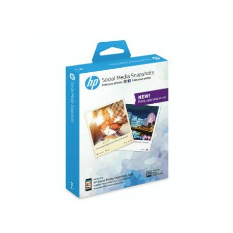 HP Social Media Snapshots Removable Sticky Photo Paper-25 sht/10 x 13 cm Semi-brillo Color blanco W2G60A