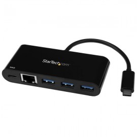 StarTech USB-C de Red Ethernet con Hub de 3 Puertos USB 3.0 y Entrega de Potencia US1GC303APD