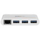 StarTech Concentrador USB 3.0 de 3 Puertos con USB-C y Ethernet Gigabit - Hub Blanco HB30C3A1GEA
