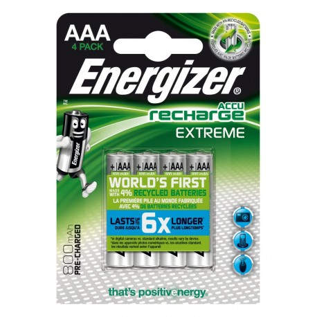 Energizer Accu Recharge Extreme 800 AAA BP4 N?quel metal hidruro 800mAh 1.2V 535-416879-00