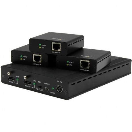 Juego Extensor HDBaseT de 3 Puertos - Alargador HDMI por Cable Cat5 con 3 Receptores - Hasta 4K ST124HDBT