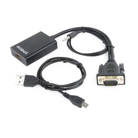 Gembird A-VGA-HDMI-01 HDMI 19 pin Negro