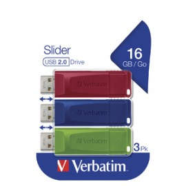 Verbatim Slider unidad flash USB 16 GB 2.0 Conector USB Tipo A Azul, Verde, Rojo 49326