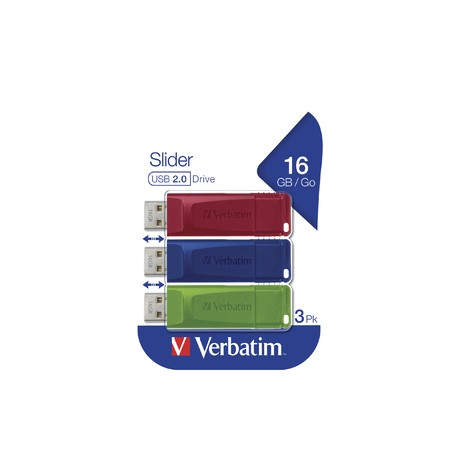 Verbatim Slider unidad flash USB 16 GB 2.0 Conector USB Tipo A Azul, Verde, Rojo 49326