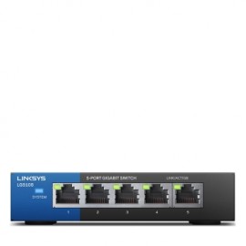 Linksys LGS105 No administrado Gigabit Ethernet (10/100/1000) Negro, Azul LGS105-EU-RTL