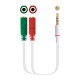 Nanocable Cable adaptador Audio Jack 3.5/M 4pines - 2xJack 3.5/H 3pines, blanco, 20 cm 10.24.1201