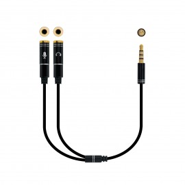 Nanocable Cable adaptador Audio Jack 3.5/M 4pines - 2xJack 3.5/H 3pines, negro, 30 cm 10.24.1202