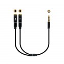 Nanocable Cable adaptador Audio Jack 3.5/M 4pines - 2xJack 3.5/H 3pines, negro, 30 cm 10.24.1202