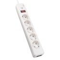 V7 Protector contra sobrevoltajes de 5 tomas Schuko para uso en casa u oficina, cable de 1,8 m, 1050 julios - Blanco J154605